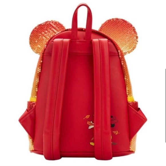 New Loungefly Exclusive Fall Minnie Mouse Sequin Backpack - Picture 3 of 6